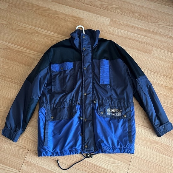 Vintage Fosters Grand Prix Navy Down Jacket - Picture 1 of 15
